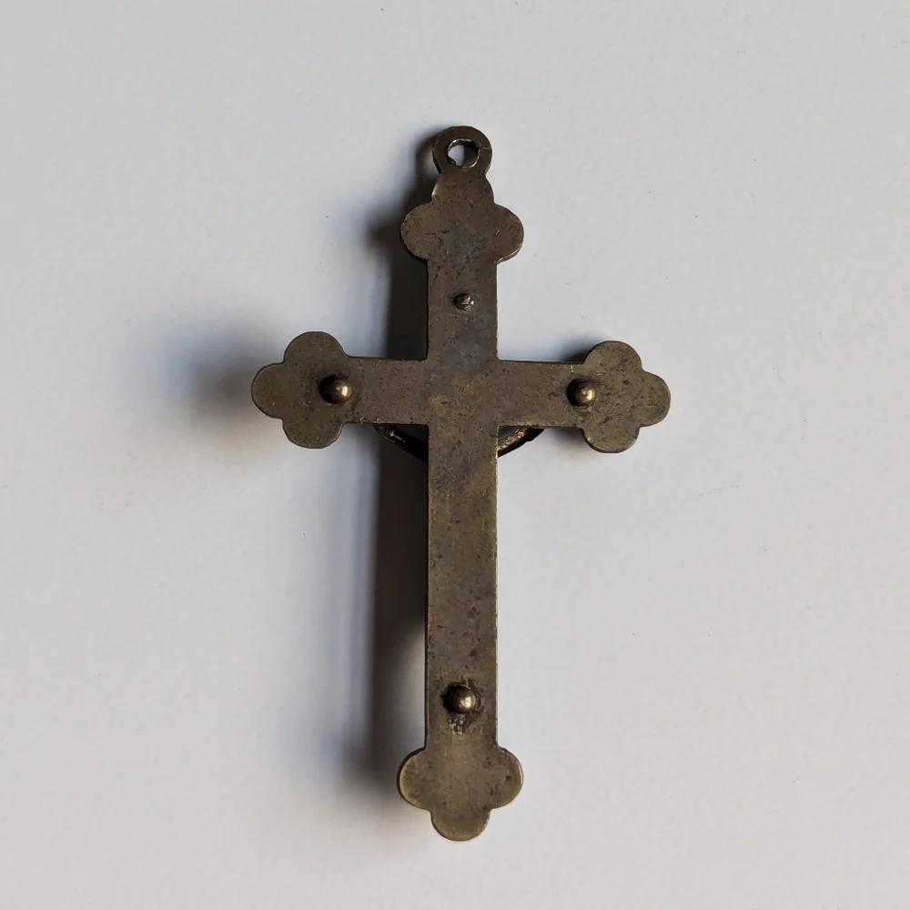 Antique crucifix Jesus on the cross necklace pendant charm, early 1900s - Picture 12 of 14